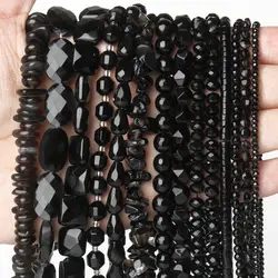 Natural Stone Black Agates Beads Irregular Water Drop Round Loose Onyx Beads For Jewelry Making DIY Bracelet Necklace 15“/Strand