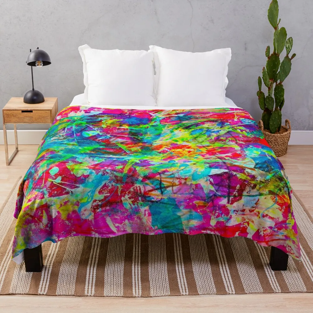 311. Bubblegum Dreams: Colorful Pop Art Delight Abstract Throw Blanket Soft Heavy Blankets