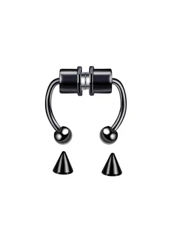 Women Fake Piercing Nose Ring Hoop Septum Piercing Nose Clip Rock HipHoop Stainless Steel Magnet Fashion Body Jewelry Wholesale