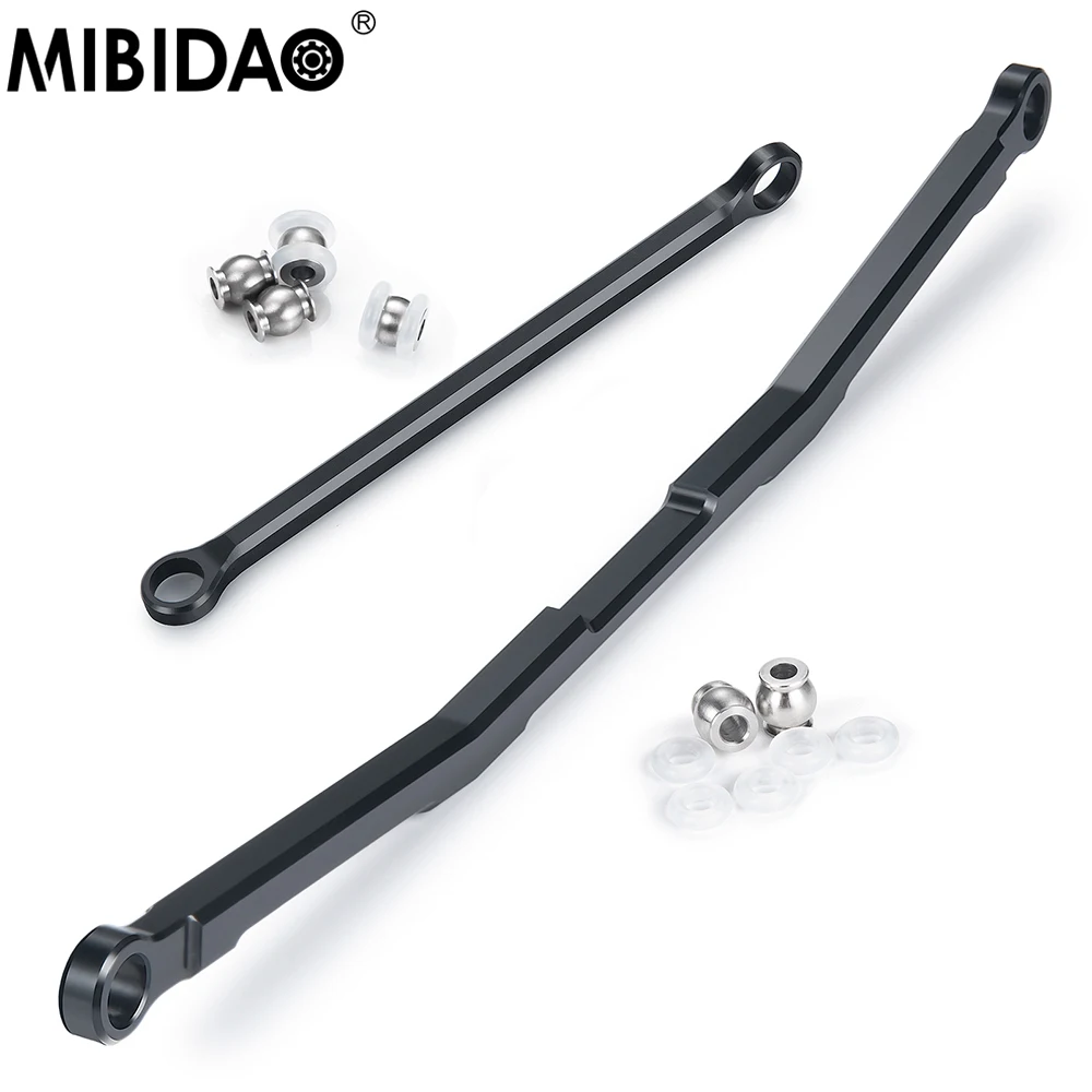 

MIBIDAO 2Pcs Black Metal Steering Link Rod with Ball Joint For 1/10 Axial RBX10 AXI03005 RC Crawler Car Upgrade Parts