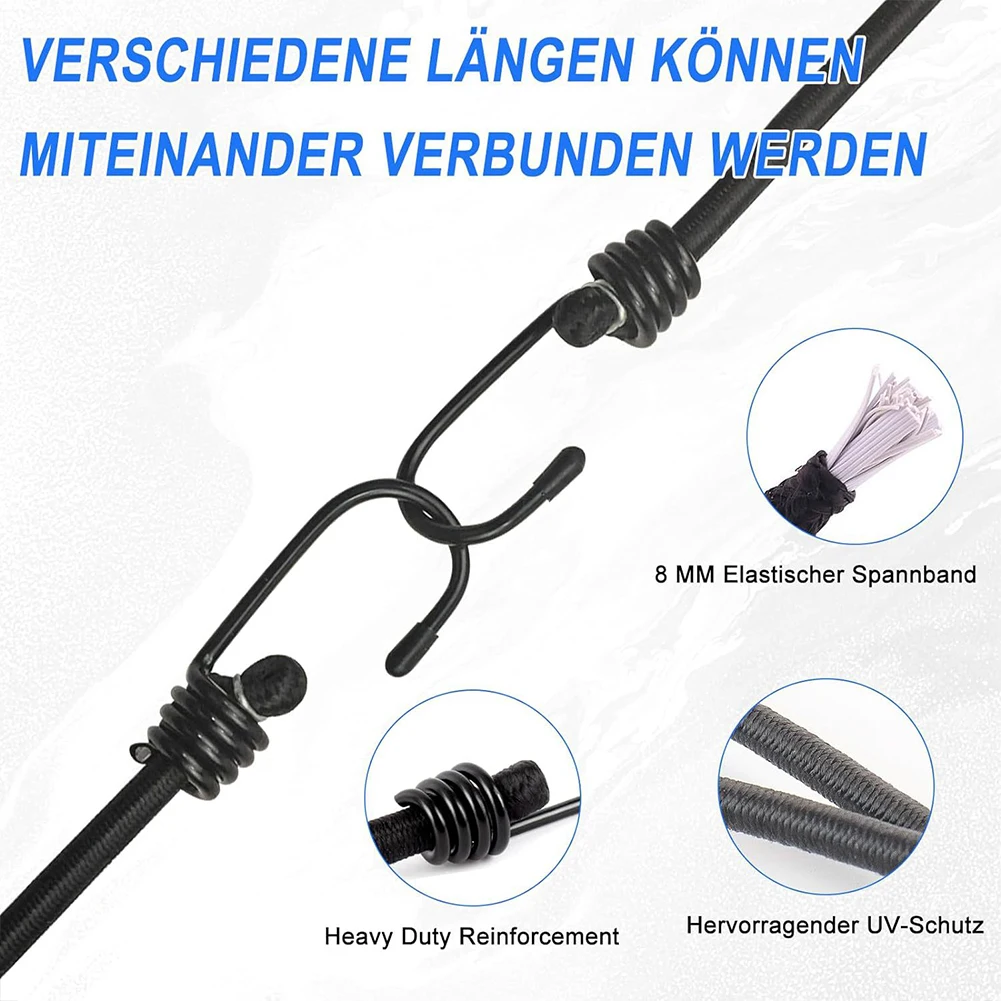 

10 шт. банджи-шнуры с крючками, сверхпрочные резиновые ремни для брезента, в комплект входит 30 см, 60 см, 100 см для крепления брезента, багажных палаток, велосипедов