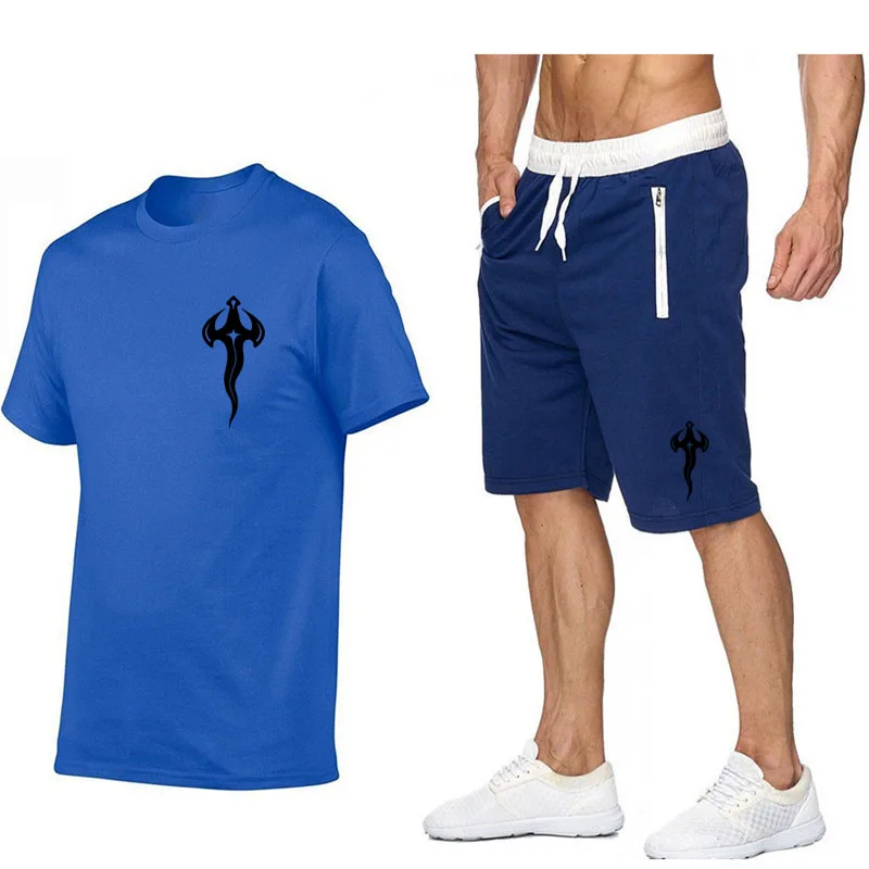 2025 Cotton Short Sets Men Two Pieces Set Mens Sweatsuit Summer Cotton Tshirt Short Sets Jogging Set Men Sport Suit Sportsweat