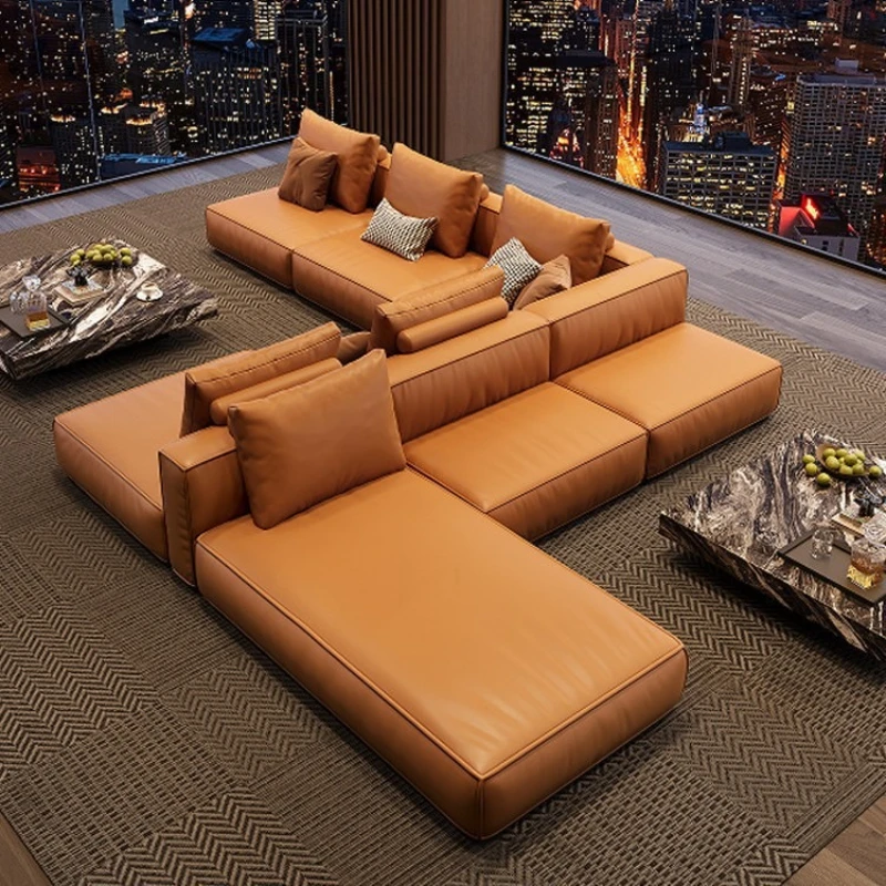 Italian minimalist large flat floor, living room tofu sofa