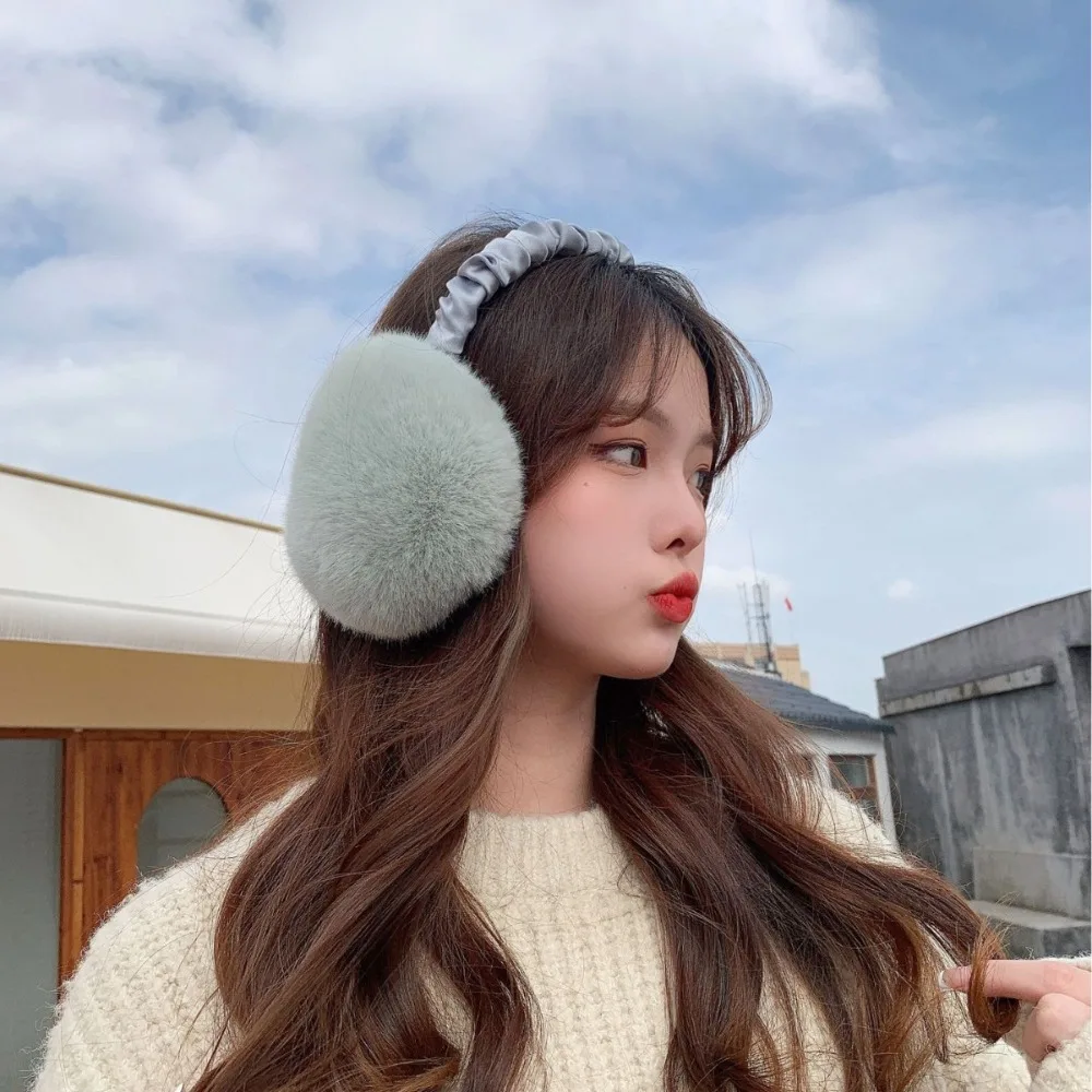 Simple Plush Fluffy Earmuff Keep Warm Cold Protection Ear Warmer Solid Color Ear Cover Winter