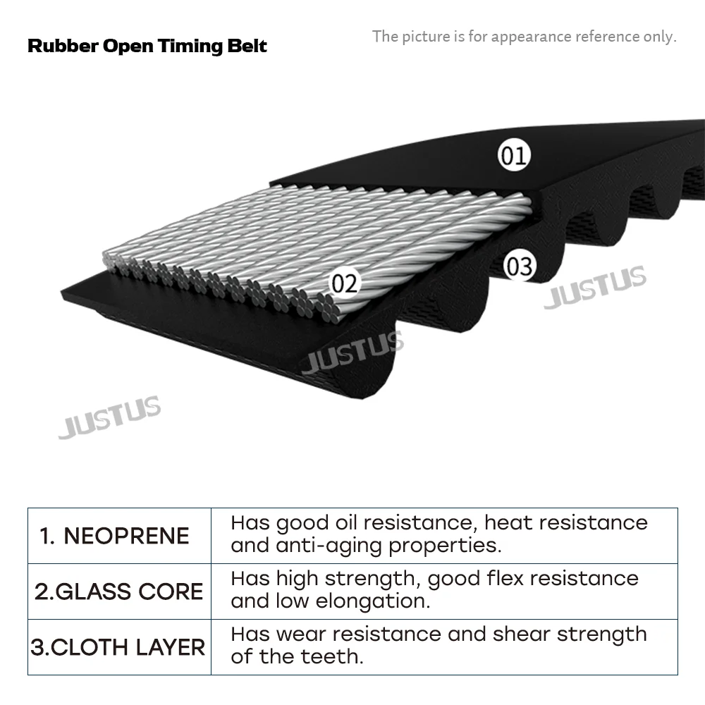 MXL/XL/L Type High Quality Rubber Open Belt Width 4.8/6/10/12.7/15/20/25/38.1/50mm Timing Transmission Belt For 3DPrinters Etc