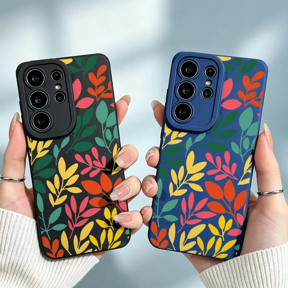 Cartoon Colorful Leaf Pattern For Samsung Galaxy S26 S25 S24 S23 S22 S21 A55 A54 A35 A15 Ultra FE Plus Phone Case Cover