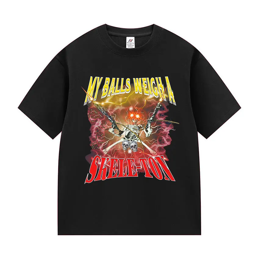 T-shirt grafica divertente scheletro Meme Uomo Donna T-shirt a maniche corte stile umorismo Moda oversize 100_ Camicia in cotone Streetwear