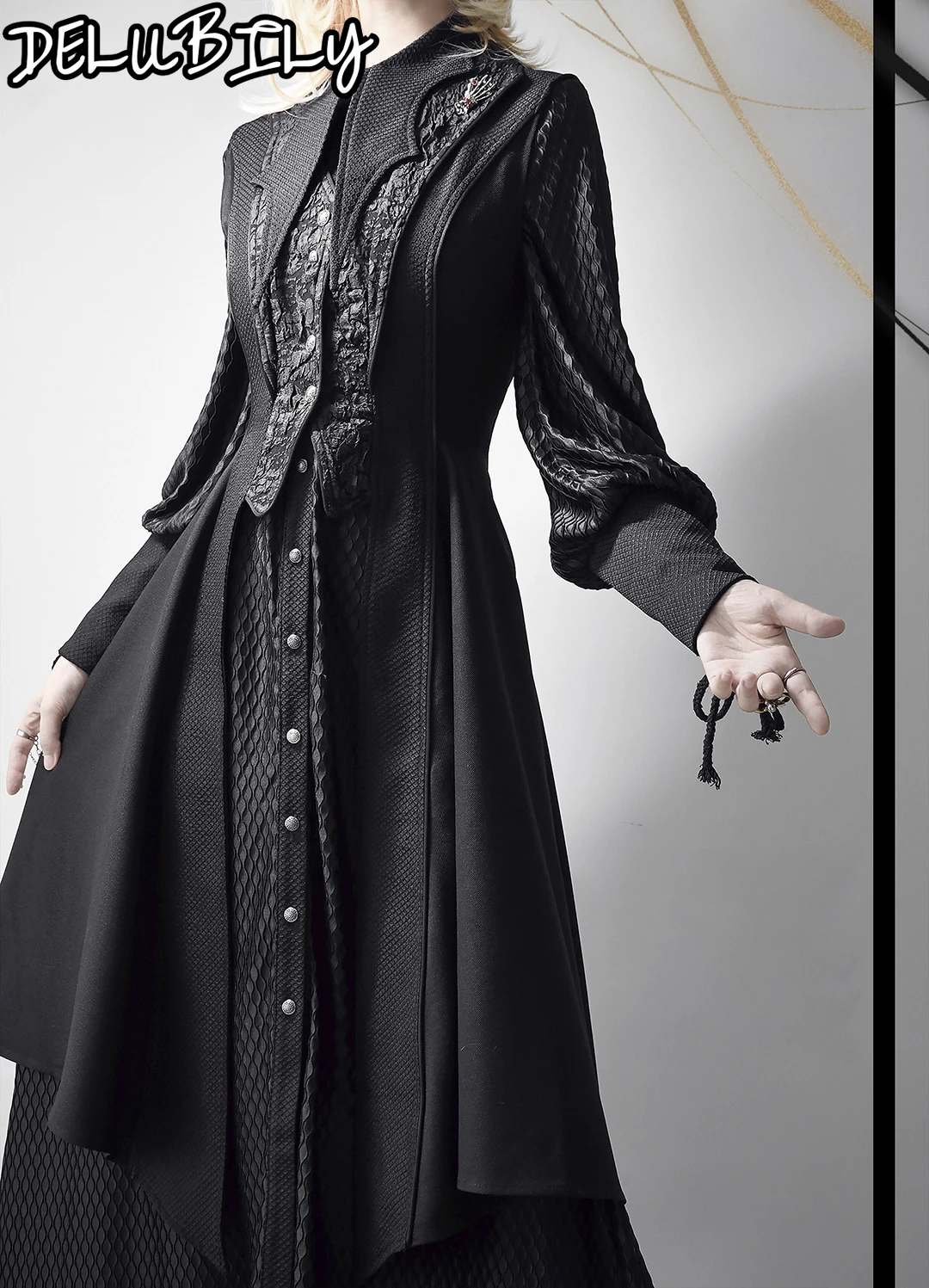 

Lolita Gothic Dark Polo Collar Long Sleeve Loose Casual Blouse Blusas Vest Top Lady Performance Photography Clothing COS Dress