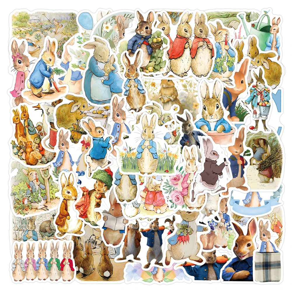 

10/30/50pcs Novel Peter Rabbit Cartoon Stickers Waterproof DIY Skateboard Helmet Fridge Car Kawaii Decoration Sticker Decals Toy