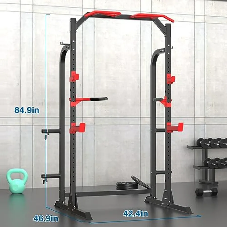 Power Cage Squat Rack Power Rack multifunzionale con ganci estraibili Maniglie per immersione Stoccaggio piastra pesi