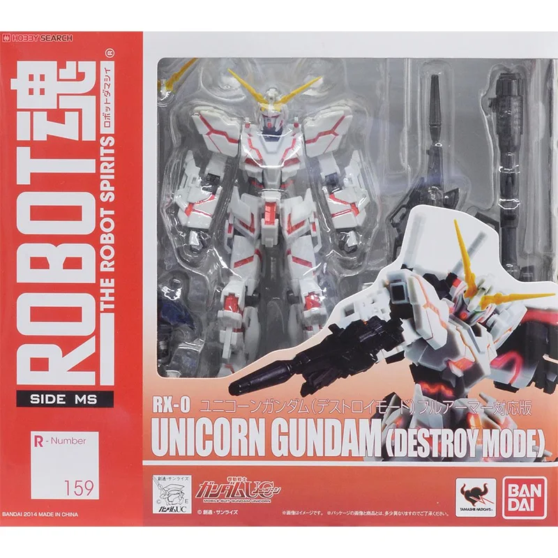 Bandai Gundam Model Kit Anime Figure Robot Spirits RX-0 Unicorn Destroy Mode Genuine Gunpla Action Toy Figure Toys for Children