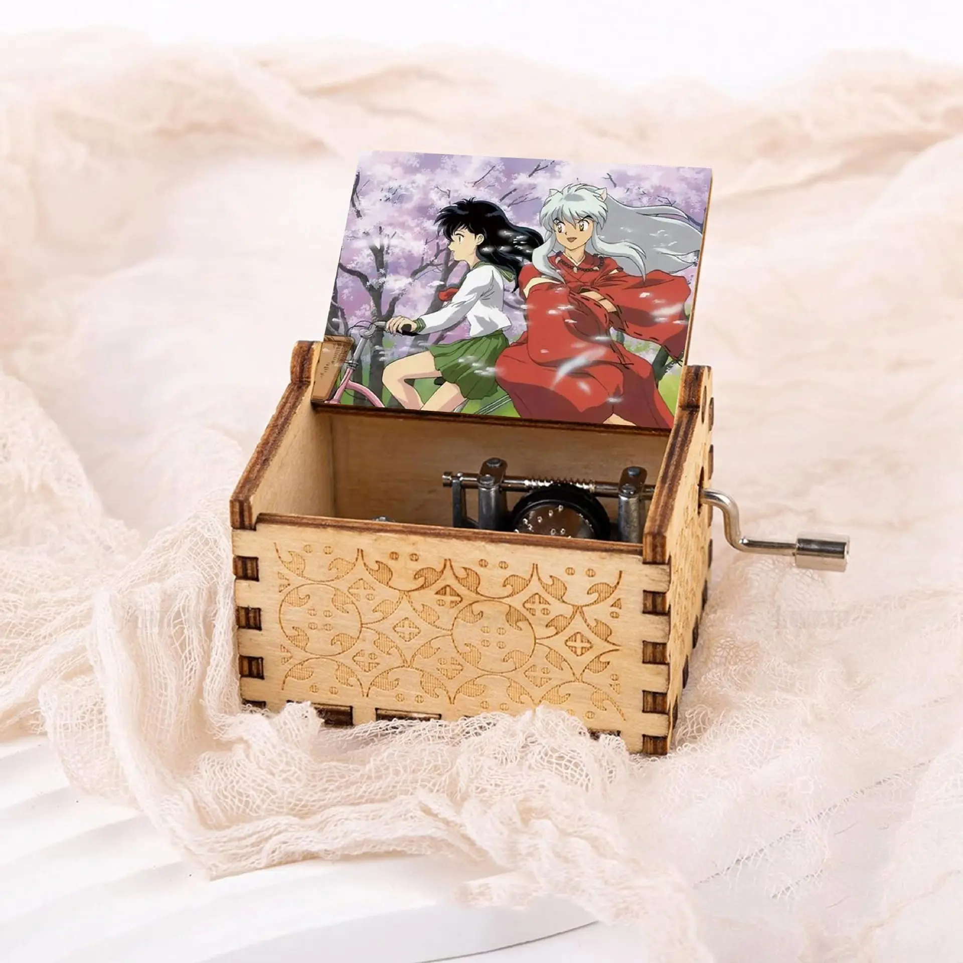 Anime InuYasha Zwarte Muziekdoos Melody To-love's-End muziekdoos Bureau Woondecoratie Verzamel geschenken