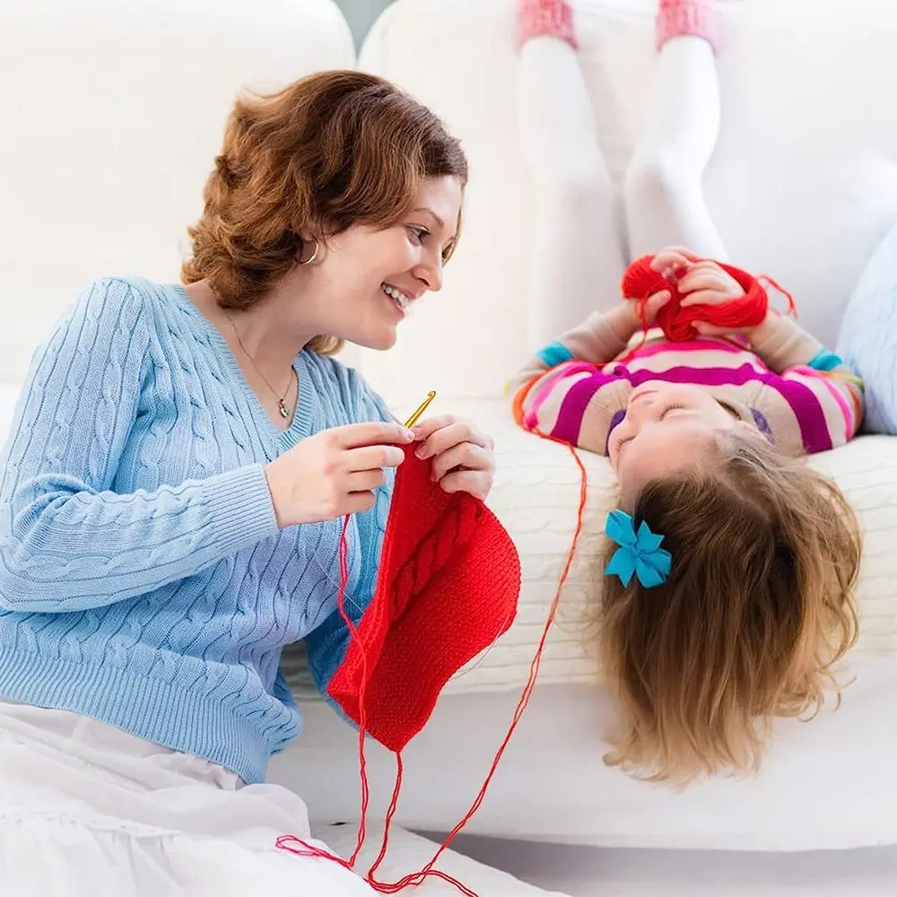 خطافات كروشيه ألومنيوم مزدوجة النهاية ، إبر حياكة متعددة الأحجام ، مشغولات يدوية للسجاد ، ذهب