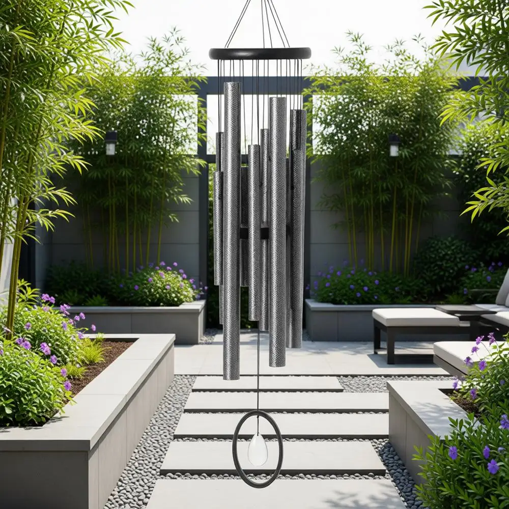 

27 Antique Silver Medium Wind Chime for Outdoor, Patio, Home, and Garden Decor