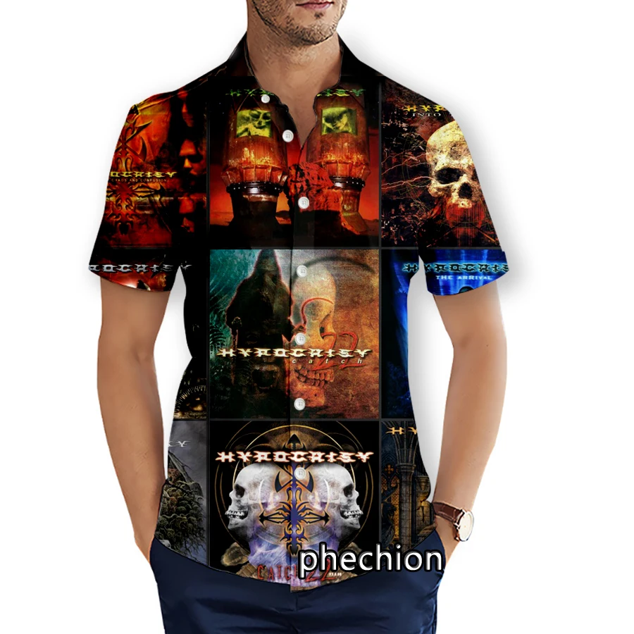 phechion Mens Short Sleeve Beach Shirts Hypocrisy 3D Print Casual Shirts Fashion Streetwear Men Tops X217