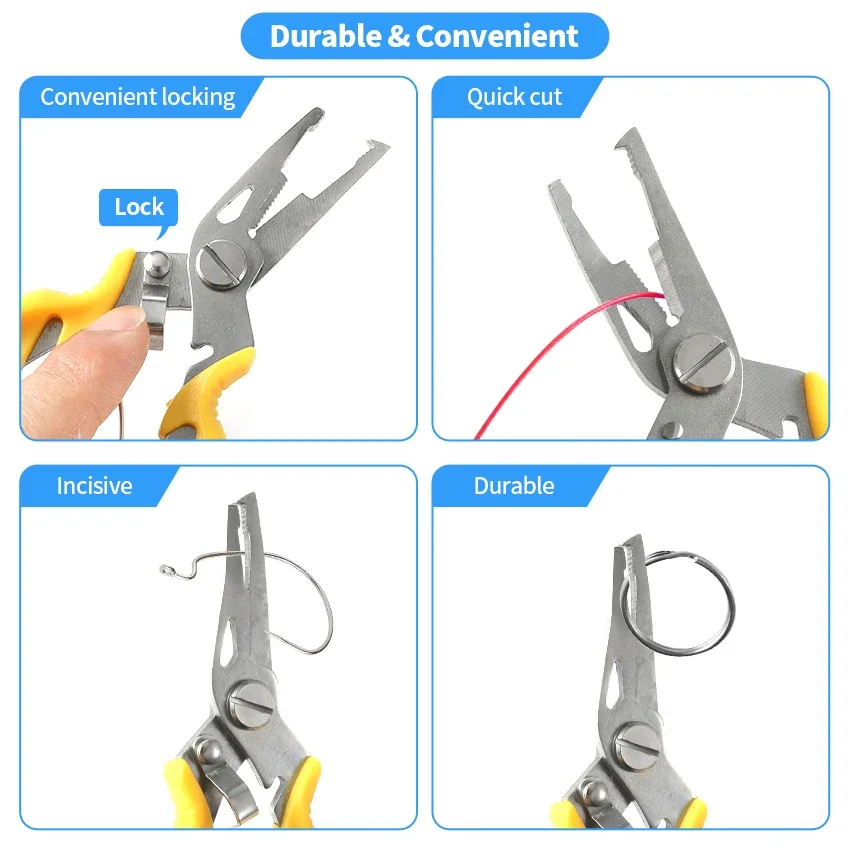 Roestvrijstalen vistang Schaar Gevlochten lijn Lokken Cutter Hook Remover Tackle Tool Snijden Vis Gebruik Tang Multifunctionele schaar