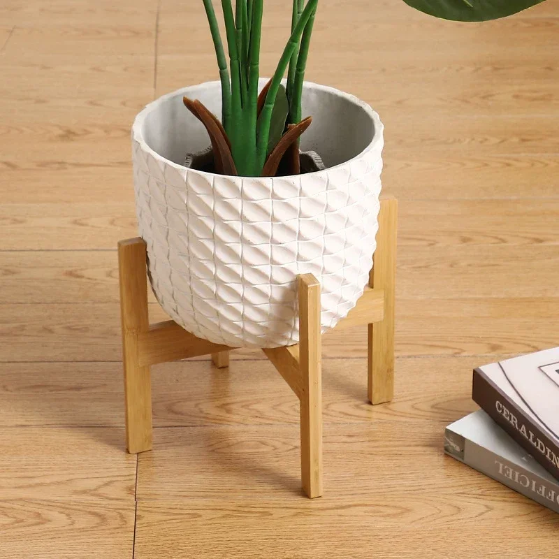 10 Inch Modern Style Flower Pot Base Display Stand Home Garden Terrace Decoration Cross Four Legs Wooden Flower Pot Stand