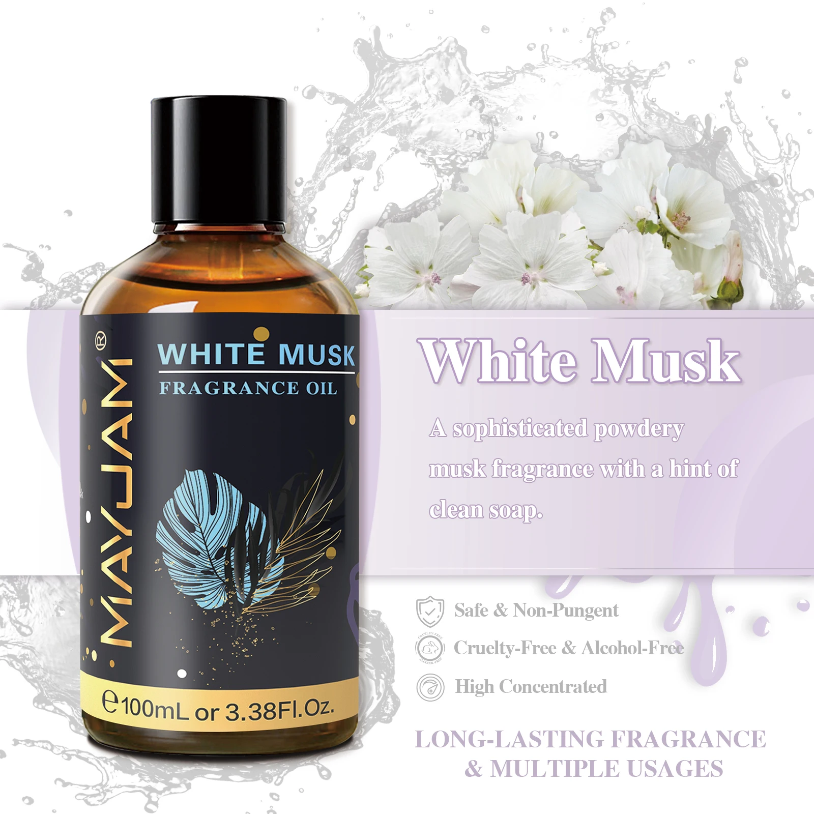 MAYJAM 100ML Fragrance Diffuser Oil White Musk Bubble Gum Sea Breeze Baby Powder Coffee Freesia for Making Candle Humidifier