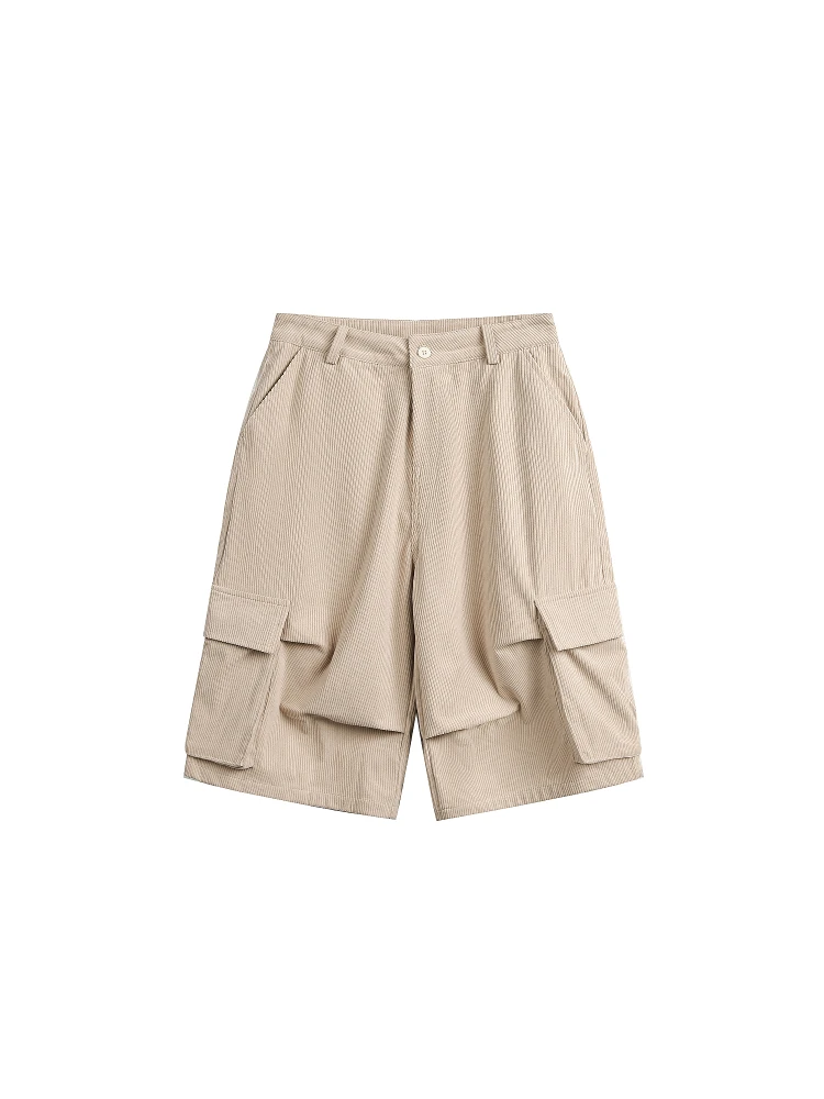 

Летние однотонные вельветовые брюки Cannotsurpass прямого кроя в стиле ретро с множеством карманов, повседневные спортивные брюки 7/8 длины для молодежи