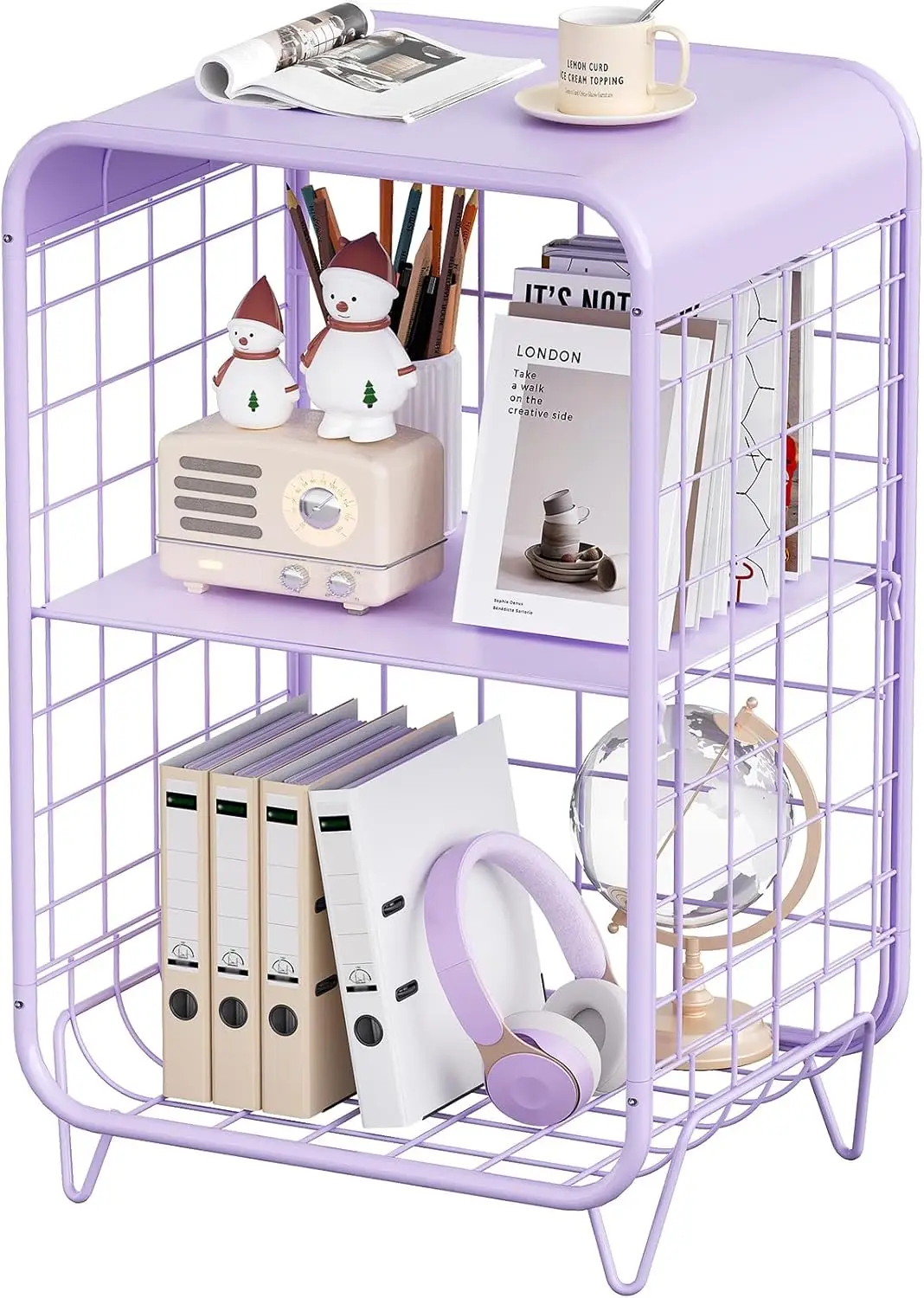 

Cute Kids Nightstand,Metal Side Table,3 Tier End Table with Storage,Vintage Bedside Table,Girls Bedroom Furniture,Coffee