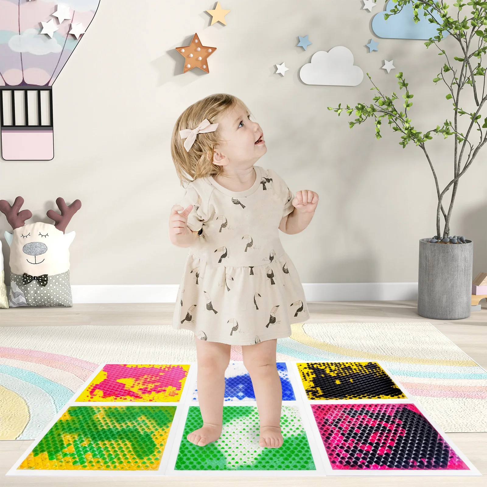 

Soft Sensory Walking Pads for Kids - Interactive Feet Tiles Sensory Play Mat for Children's Development