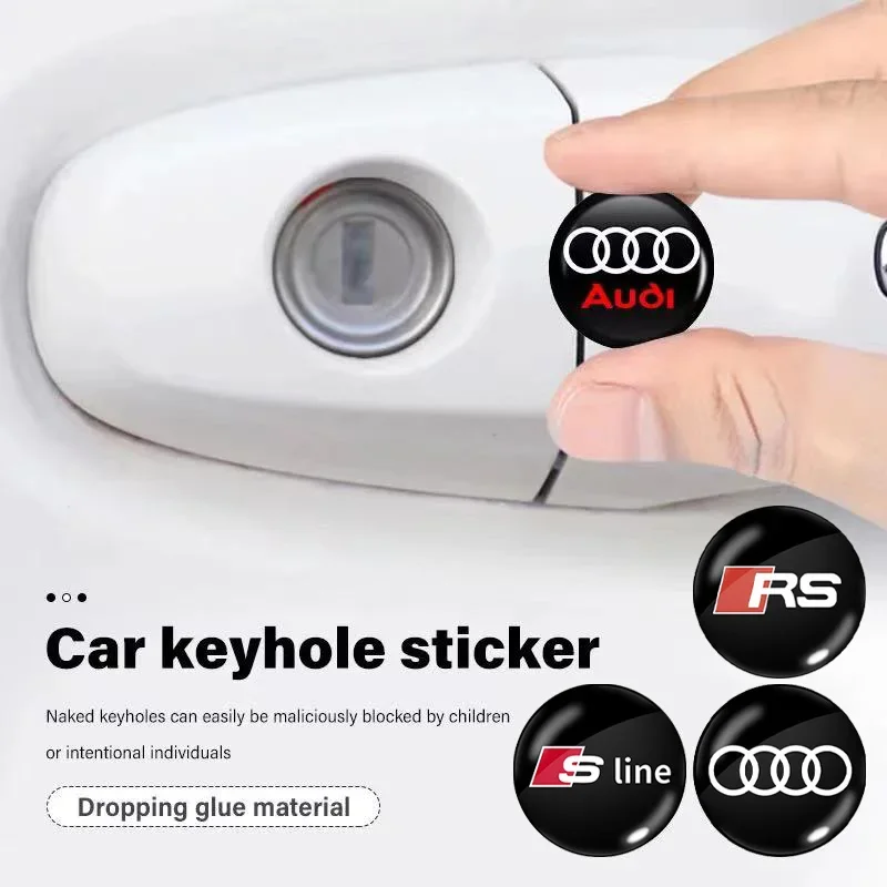 Car Door Lock Keyhole Protection Stickers Emblem For Audi Sport S line Quattro S3 SQ5 RS TT Q7 Q5 Q3 A4 B8 A3 A6 C7 A5 A7 A6 A8