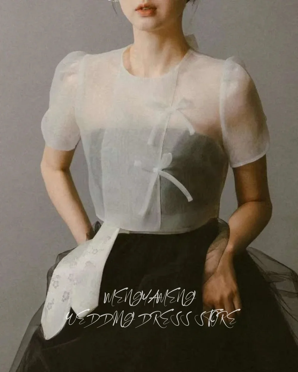 ZHUISHU Classic Korean Wedding Dresses O Neck Short Sleeves Photo Shoot Bridal Gowns Floor Length A Line Corset Free Customized