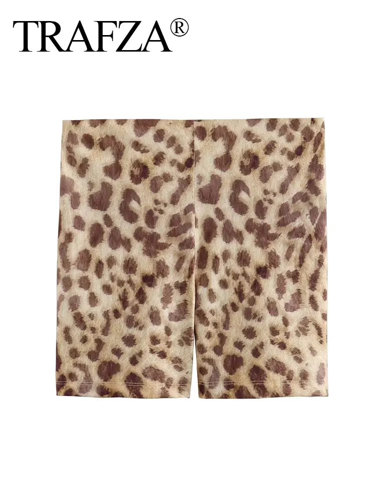 

TRAFZA 2024 Women's Summer Mid-waist Loose Street Shorts Retro Leopard Print Casual Shorts Women's Thin Half Pants TRAF