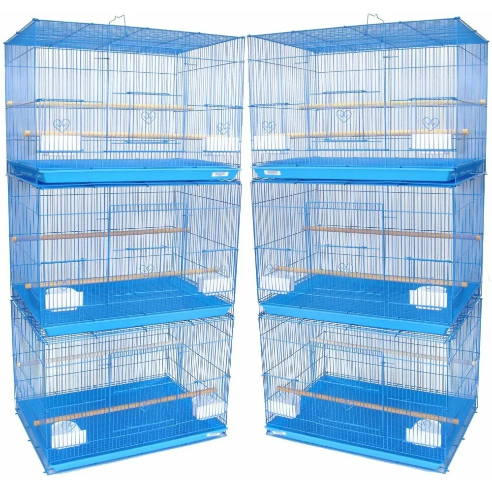 

Lot of 6 Blue Canaries Budgies Aviaries Breeding Flight Bird Cages 24x16x16"H