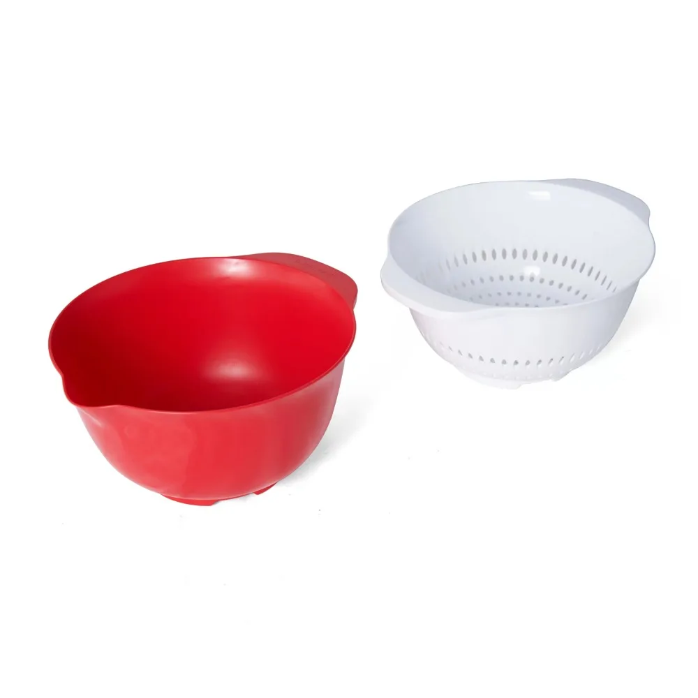 

Professional Bowl and Colander Set Red and White