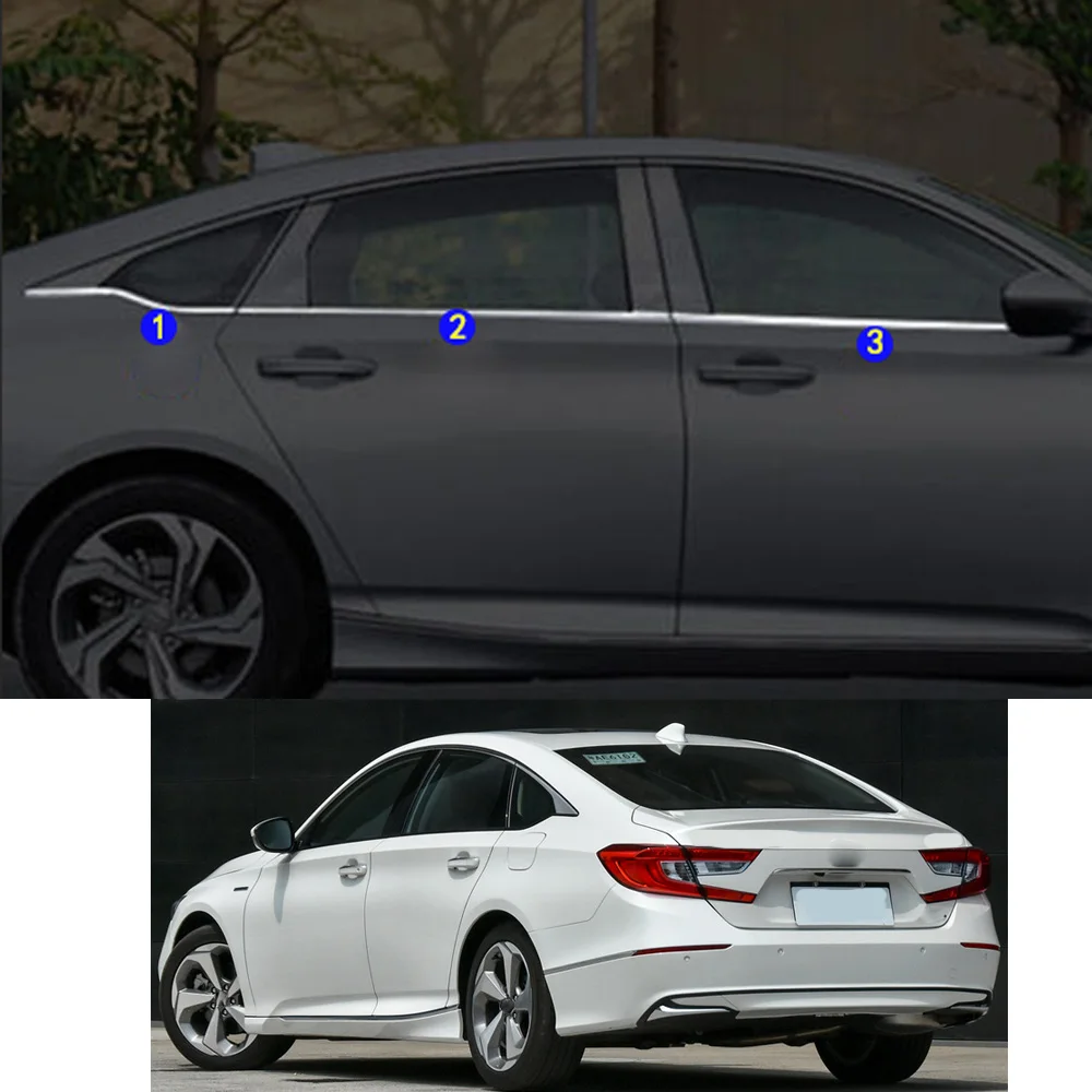 For Honda Accord Sedan 10th 2018 2019 2020 2021 Car Sticker Garnish Pillar Window Middle Strip Trim Frame Hoods Parts