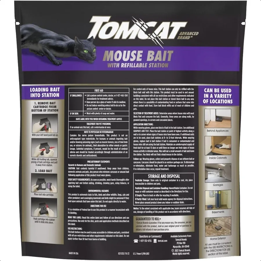 Advanced Brand Mouse Bait with Refillable Station Indoor and Outdoor Use 1 Station and 6 Poison Block Refills