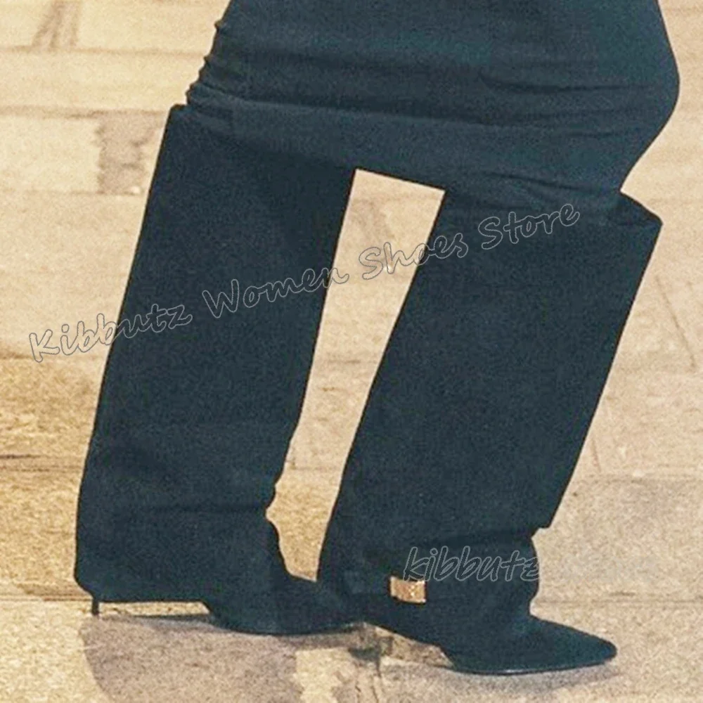 

Suede Velvet Modern Boots Knee High Solid Color Slip-On Fashion Elegant Concise Sexy Luxury Women Shoes Pointed Toe Thin Heels