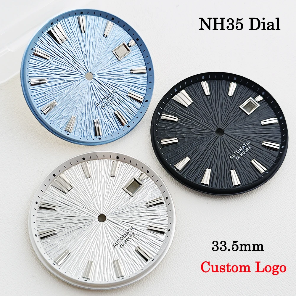 33.5mm NH35 Dial Radial Texture Dial Suitable For NH35/NH36 Movement Installation Mechanical Watch Modification Accessories