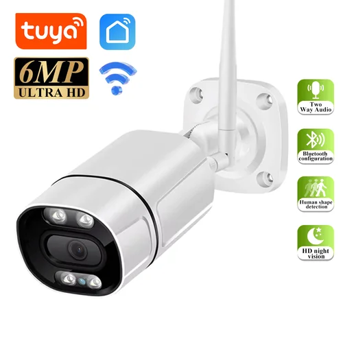 Tuya 6MP 1080P cámara IP al aire libre WiFi cámara de seguridad videovigilancia inalámbrica Wi Fi Bullet CCTV HD cámara de protección de seguridad