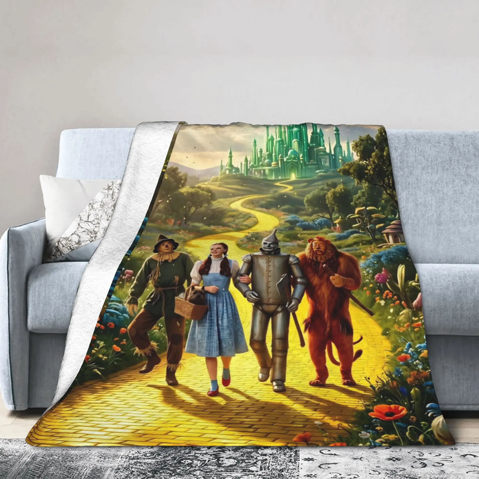 Wizards of Ozs Movie Knitted Blanket Fleece Cowardly Dorothy Tin Toto Lightweight Thin Throw Blanket for Bedroom Sofa Bedspread