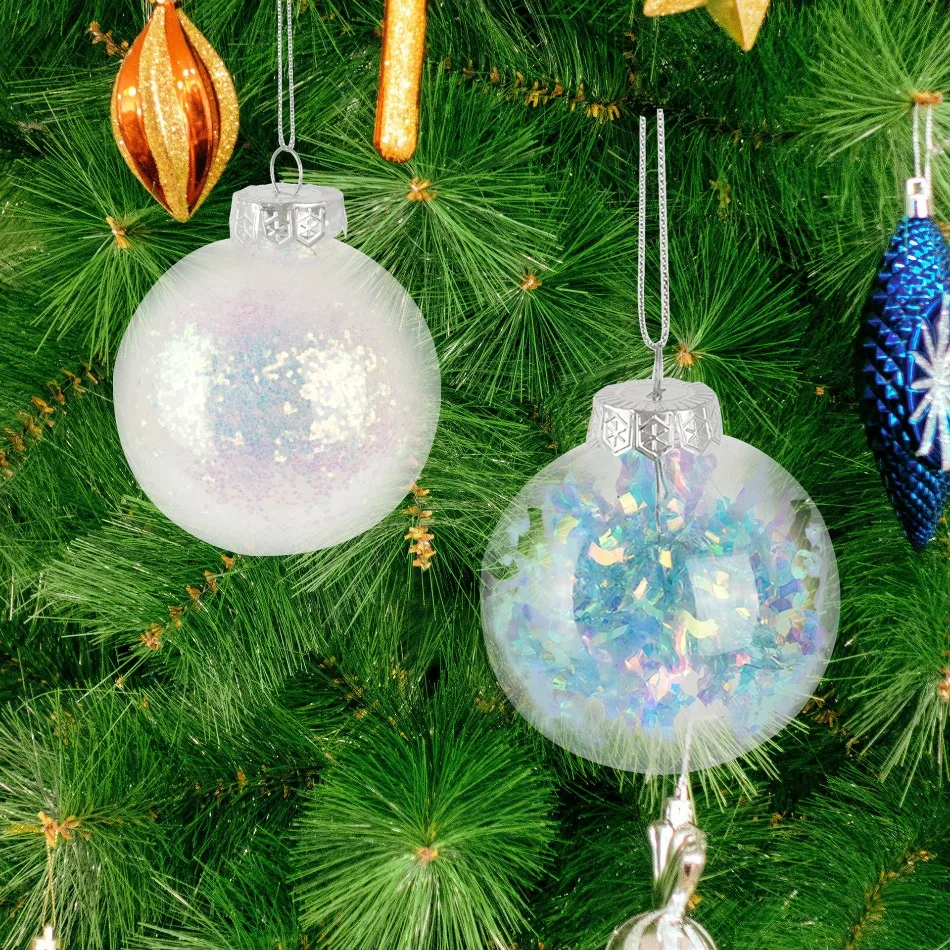 10pcs Christmas Ball Pendant Photography Props Symphony Sequins Plastic Ball Christmas Holiday Atmosphere Decoration Supplies