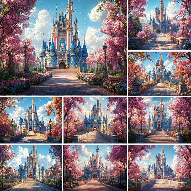 

LS Photography Background Fairytale Forest Castle Balloon Floral Child Birthday Party Portrait Decor Backdrop Photo Studio