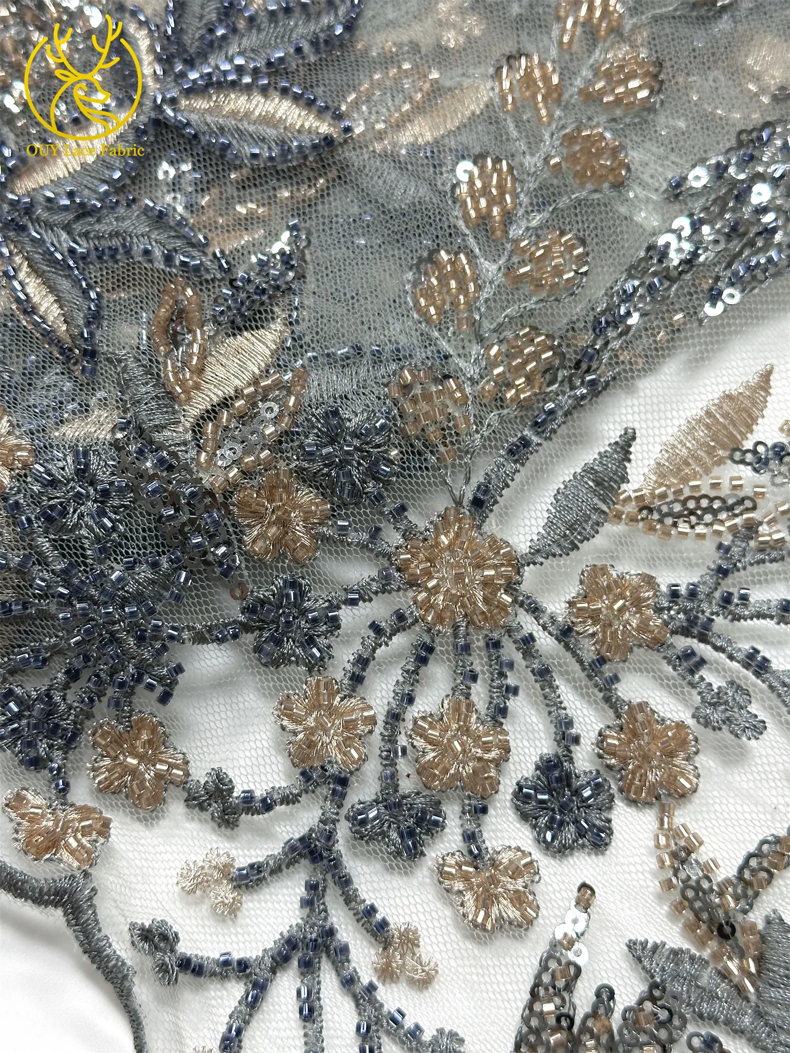2026 Eleganter Afrikanischer Pailletten-Stickerei-Spitzenstoff 5 Yards Hochwertige Französische Perlen-Spitze Nigerianisches Party-Abendkleid Nähzubehör – Detail 10