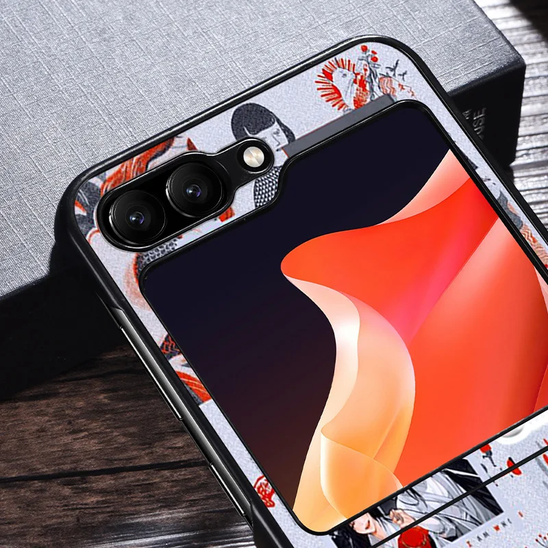 Black Matte Phone Case For Samsung Galaxy Z Flip6 Flip 6 5 4 3 Flip3 Flip4 Flip5 5G Comic MDZS Anime Art Hard Shell Cover image 3