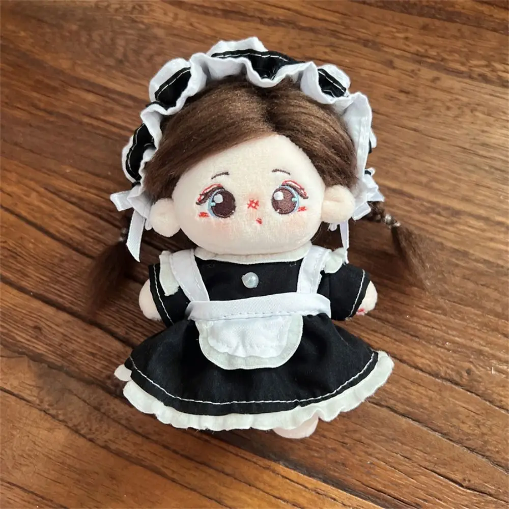 

Maid Costume 10cm Doll Dress Retro Multicolor Dolls Cartoon Skirt Miniature Camellia Cotton Dolls Halter Dress Stuffed Dolls