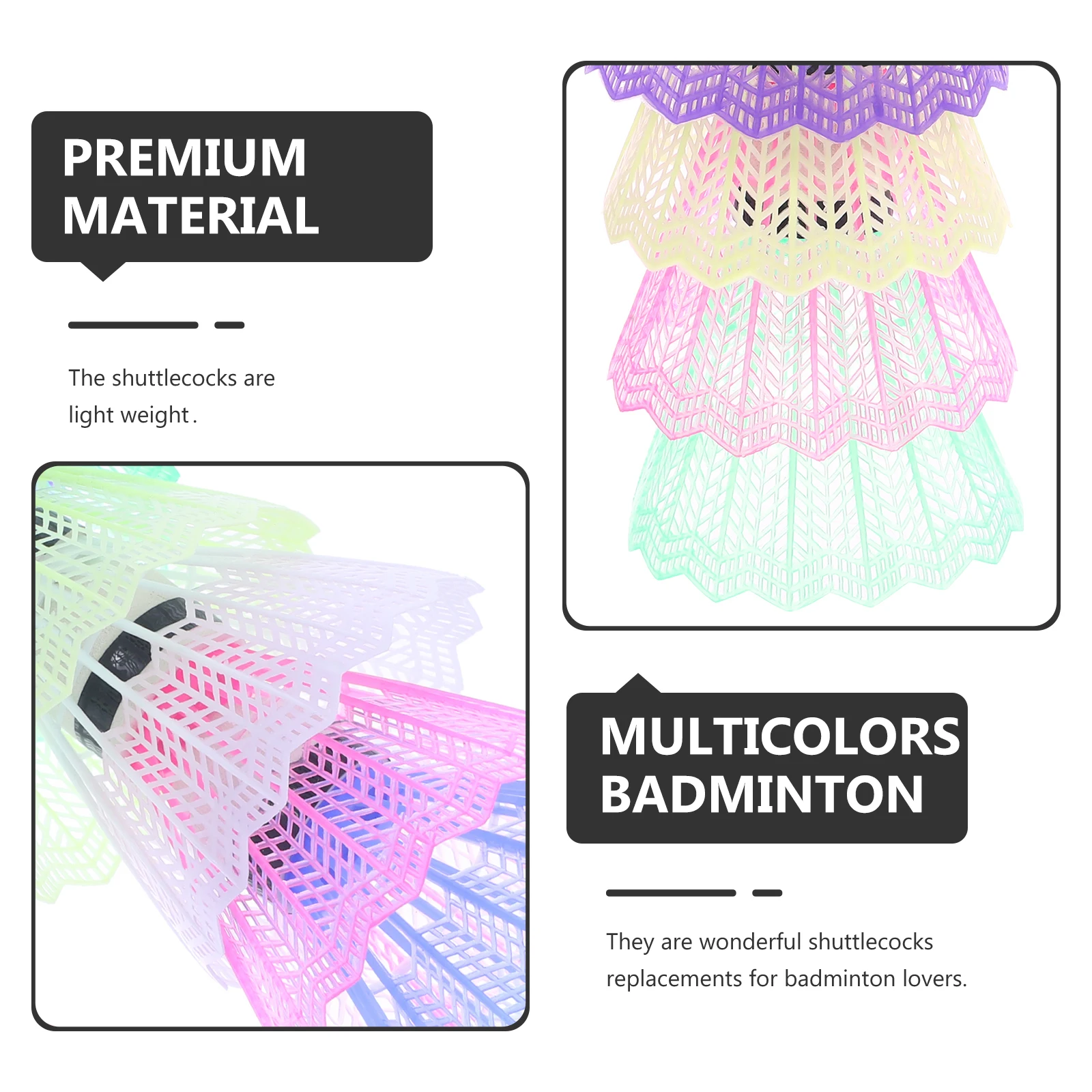 

12pcs Colored Badminton Shuttlecocks Plastic Nylon Birdies Balls for Training Sport Entertainment Fitness
