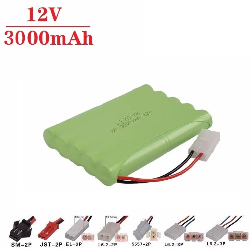 Bateria Recarregável de NiMH, AA Ni-MH, RC Toys, Carros, Tanques, Caminhões, Robôs, Armas, Barcos, Atualização, 12V, 3000mAh