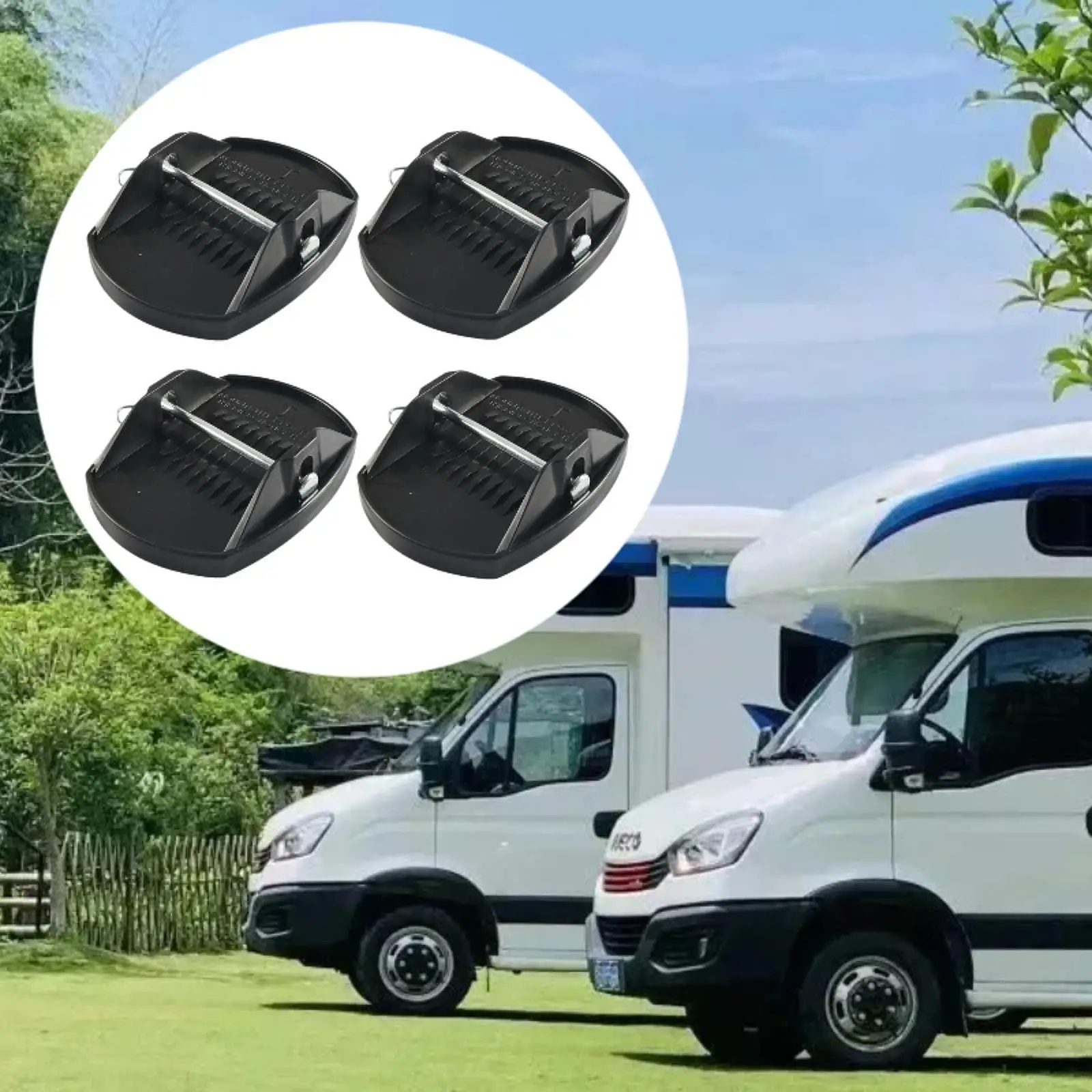 

RV Trailer Jack Foot Pads Heavy Duty Leveling Accessories with Anti Slip Design for Trailer Safety Pin Use