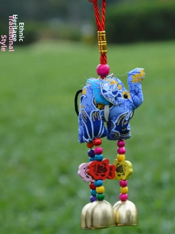 جرس معدني على شكل فيل كرتوني بأسلوب عرقي من يونان، زخرفة جذابة للثروة، جرس نحاسي مميز لديكور المنزل #2