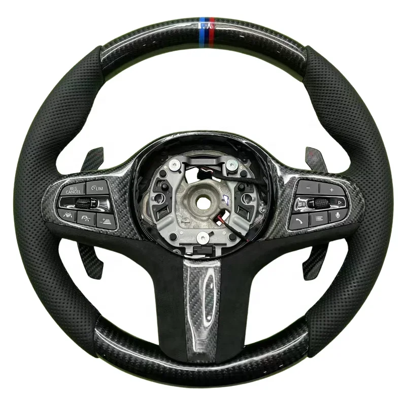 عجلة قيادة جلدية مخيطة يدويًا لسيارات BMW 3 Series 2 Series M3 M4 G80 F90 G15 G20 G30 G38 E90 F30 X3 X4 X5 X6 G-CLASS