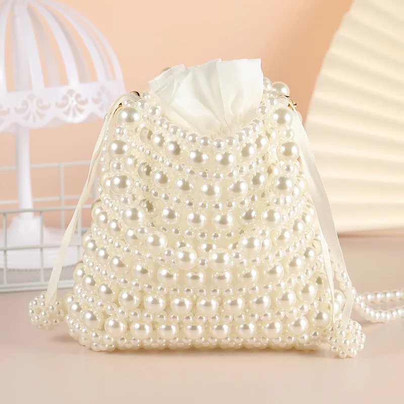 Pearl Beading Handbags Clutches Evening Bag For Women Fashion Creative White Pearl Chain Shoulder Bags Female Crossbody Bag 2023