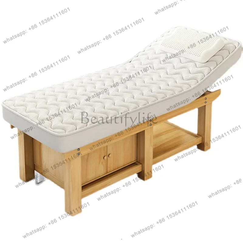 Factory Direct Sales Latex Beautify Massage Bed Solid Wood Physiotherapy Face Lash Massage Tables Nail Esthetician Salon Furnitu