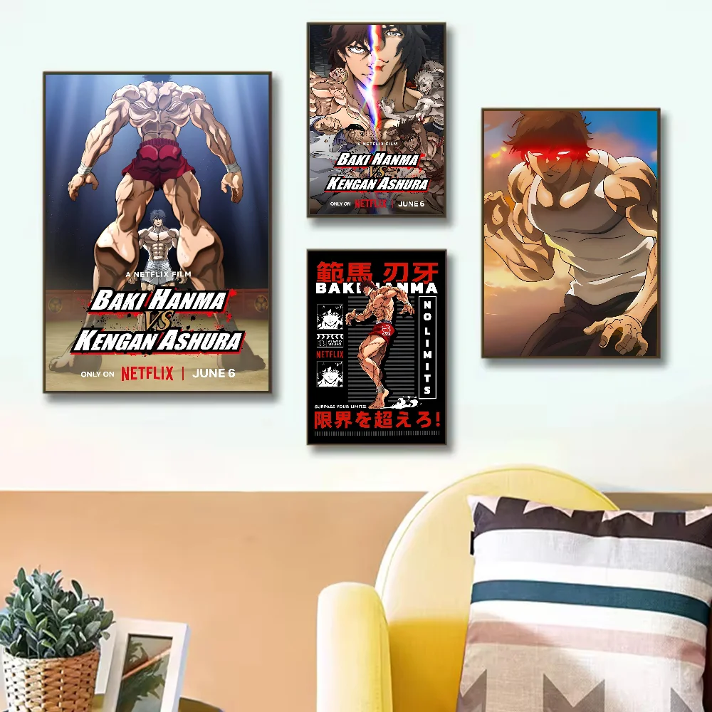 Anime Baki Hanma Comics Poster HD art sticky wall waterproof home living room bedroom bar aesthetic decoration