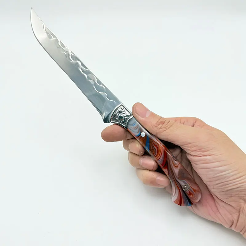 Hand-forged Boning Knife, Resin Handle Meat Slicer with Scabbard, Kitchen Tools, Practical Fruit Slicer, Cooking Knife